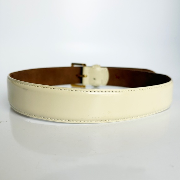 Moschino Belt by Redwall Vanilla Leather Gold Metal Logo Lettering Vintage Sz 40 main image 10